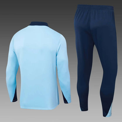 2024 France Half-Pull Training Suit Baby blue Football Shirt Set