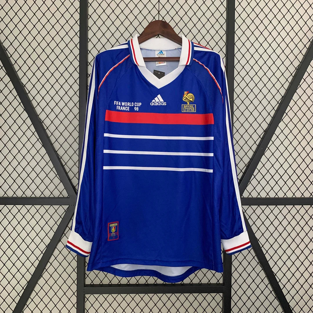 1998 Retro Long Sleeve France Home Football Shirt 1:1 Thai Quality