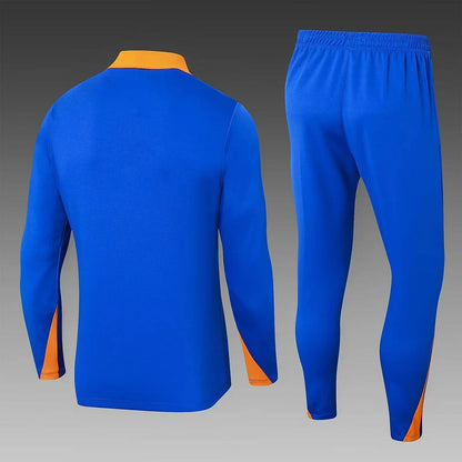 2024 Netherlands Half-Pull Training Suit Colorful Blue Football Shirt 1:1 Thai Quality Set