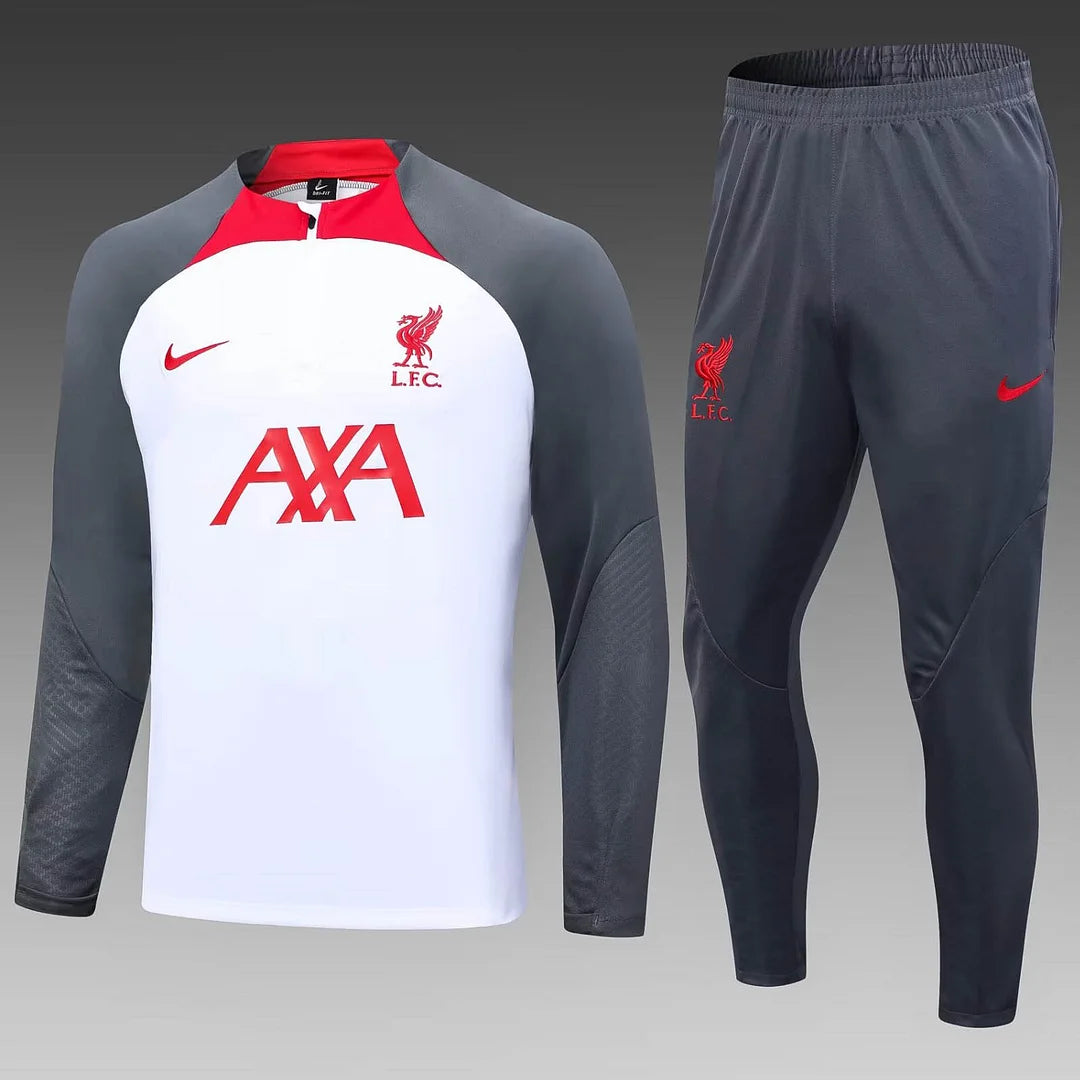 2023/2024 Liverpool Half-Pull Training Suit White Jersey 1:1 Thai Quality Set