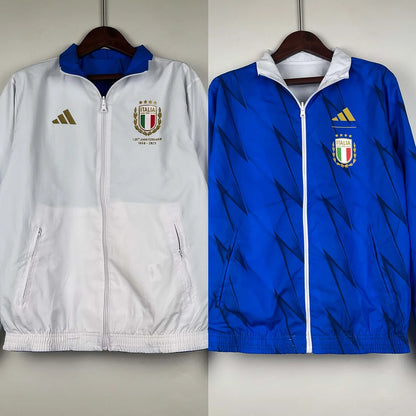 2023-2024 Italy Reversible Windbreaker （White-Blue）Soccer Jersey 1:1 Thai Quality