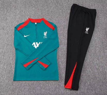 2024/2025 Liverpool Half-Pull Training Suit Green Jersey 1:1 Thai Quality Set