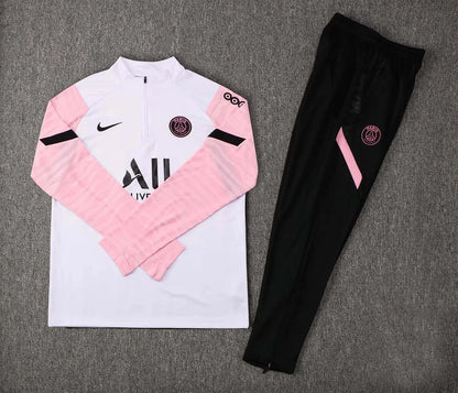 2021/2022 Psg Paris Saint-Germain Half-Pull Training Suit White pink Set