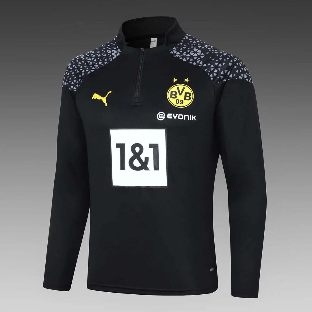 2023/2024 Dortmund Half-Pull Training Suit Black Football Shirt 1:1 Thai Quality Set