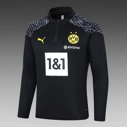 2023/2024 Dortmund Half-Pull Training Suit Black Football Shirt 1:1 Thai Quality Set