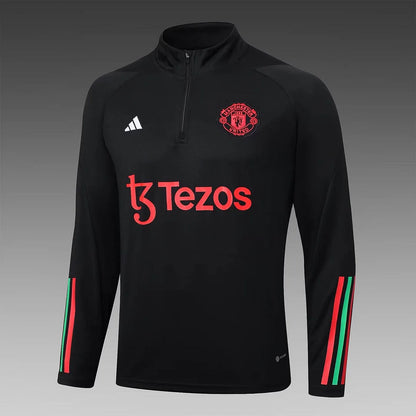 2023/2024 Manchester United Half-Pull Training Suit Black Football Shirt 1:1 Thai Quality Set