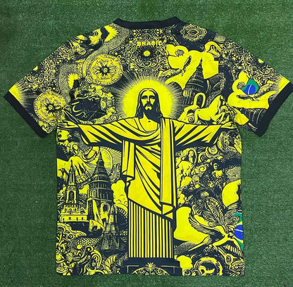 2024 Brazil Special Edition Jesus Yellow Gray Soccer Jersey