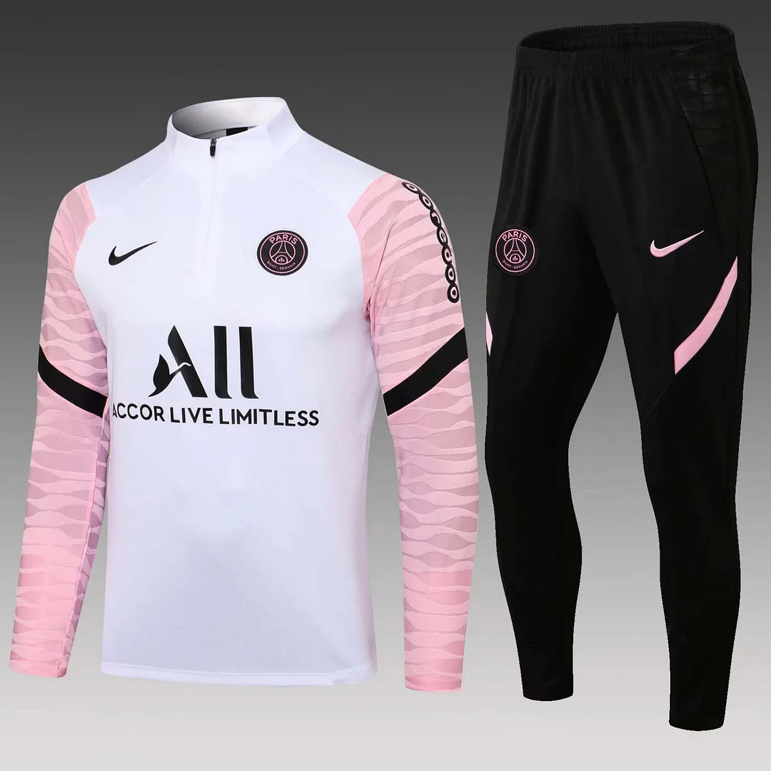 2021/2022 Psg Paris Saint-Germain Half-Pull Training Suit White pink Set