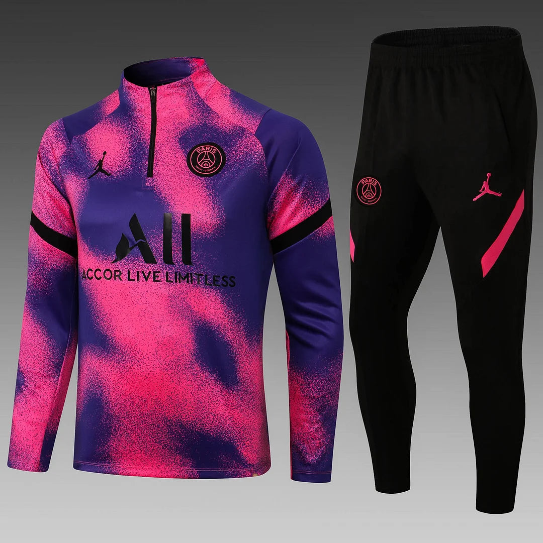 2021/2022 Psg Paris Saint-Germain Half-Pull Training Suit Pink Set