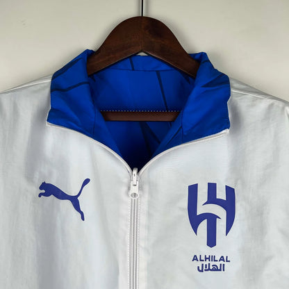 2023/2024 Al-Nassr Reversible Windbreaker（White-Blue）Soccer Jersey 1:1 Thai Quality