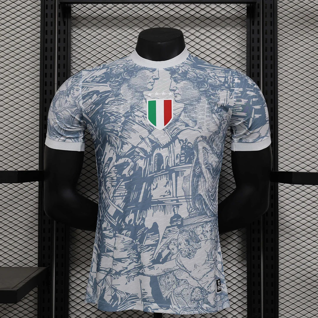 2025 Player Version Italy Training Wear Grey Football Shirt 1:1 Thai Quality