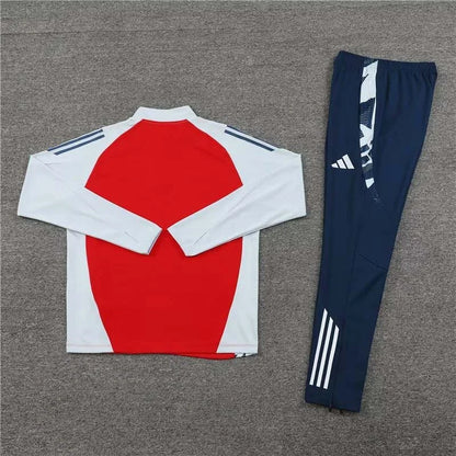 2024/2025 Arsenal Half-Pull Training Suit Red and White Football Shirt 1:1 Thai Quality Set