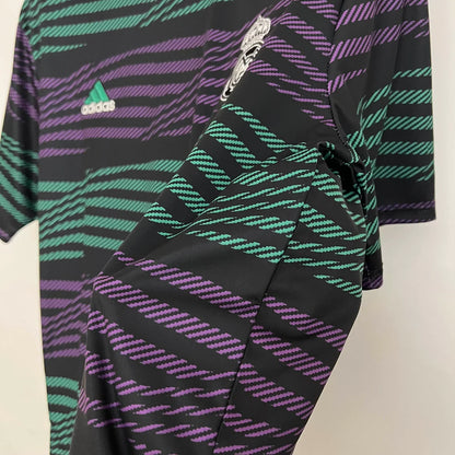 2023/2024 Real Madrid Training Wear Green And Purple Stripes Football Shirt