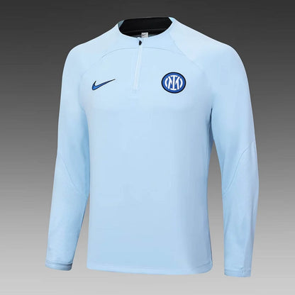 2023/2024 Internazionale Milan Half-Pull Training Suit Light Blue Football Jersey 1:1  Thai Quality Set