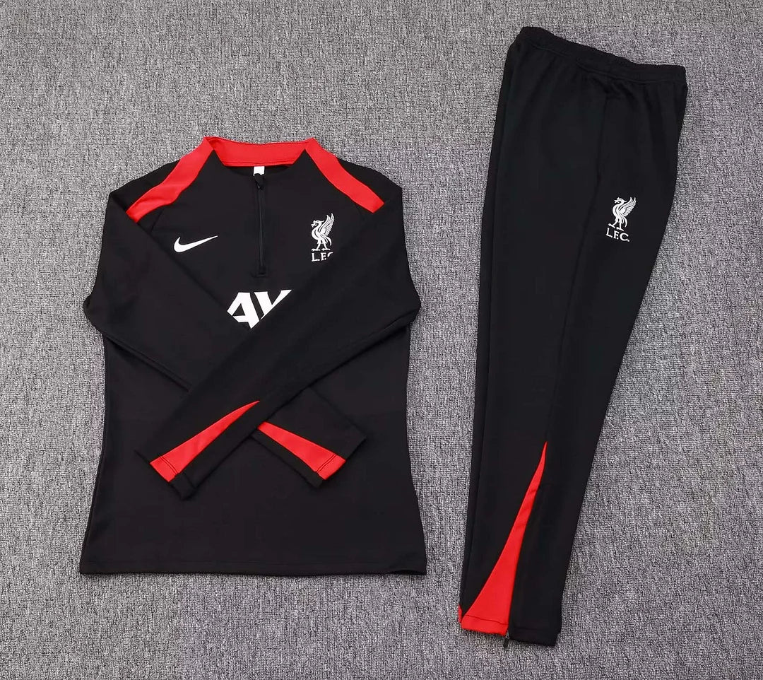 2024/2025 Liverpool Half-Pull Training Suit Black Jersey 1:1 Thai Quality Set