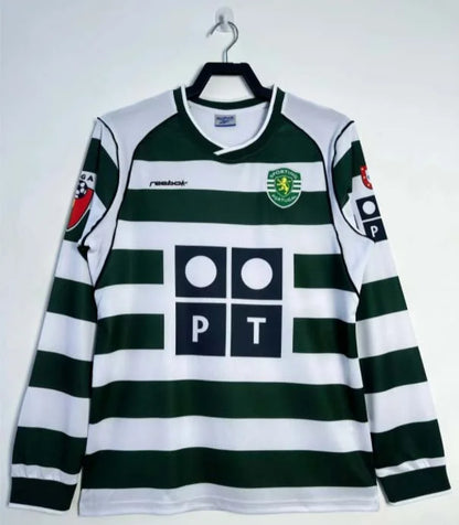 2001/2003 Retro Long Sleeve Sporting Lisbon Home Football Shirt 1:1 Thai Quality