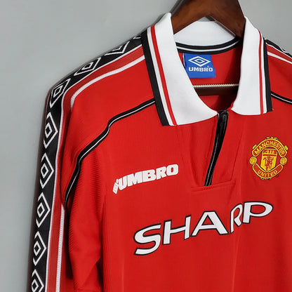 1998-1999 Retro Long Sleeve Manchester United Home Football Shirt 1:1 Thai Quality