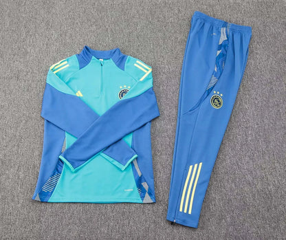 2024/2025 Ajax Half-Pull Training Suit Baby blue Football Shirt 1:1 Thai Quality Set