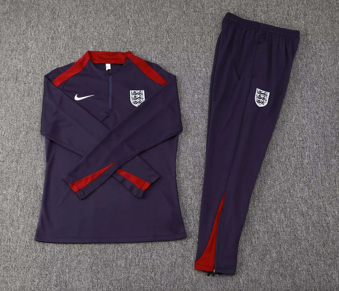 2024 England Half-Pull Training Suit Purple Soccer Jersey Set