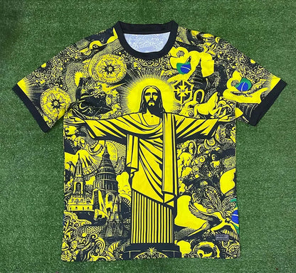 2024 Brazil Special Edition Jesus Yellow Gray Soccer Jersey