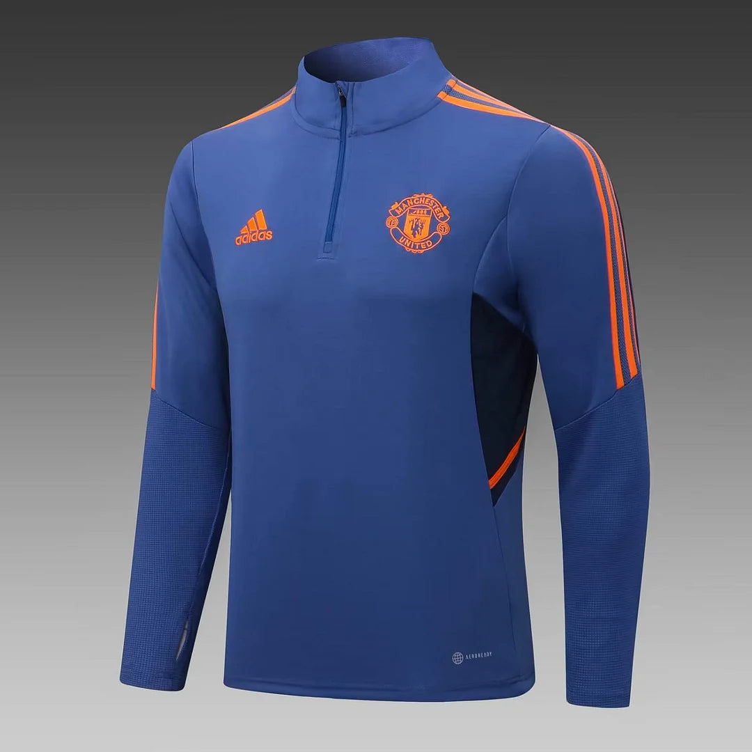 2022/2023 Manchester United Half-Pull Training Suit Blue Football Shirt 1:1 Thai Quality Set