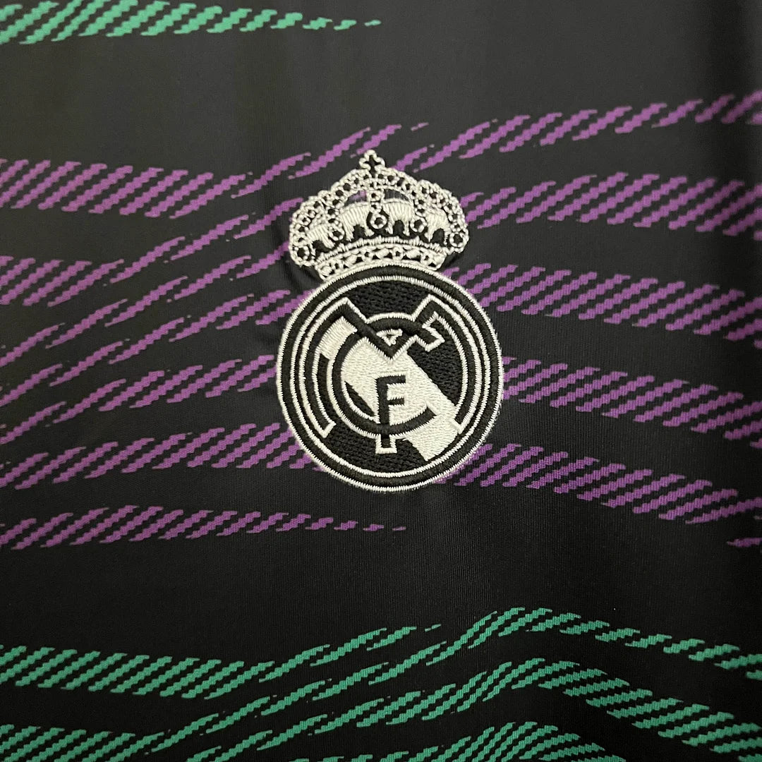 2023/2024 Real Madrid Training Wear Green And Purple Stripes Football Shirt