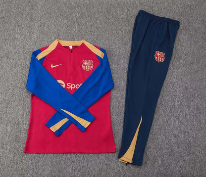 2023/2024 Barcelona Half-Pull Training Suit Red-blue Jersey Set