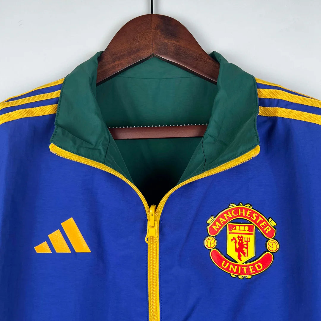 2023/2024 Manchester United Reversible Windbreaker（Blue-Green）Soccer Jersey 1:1 Thai Quality