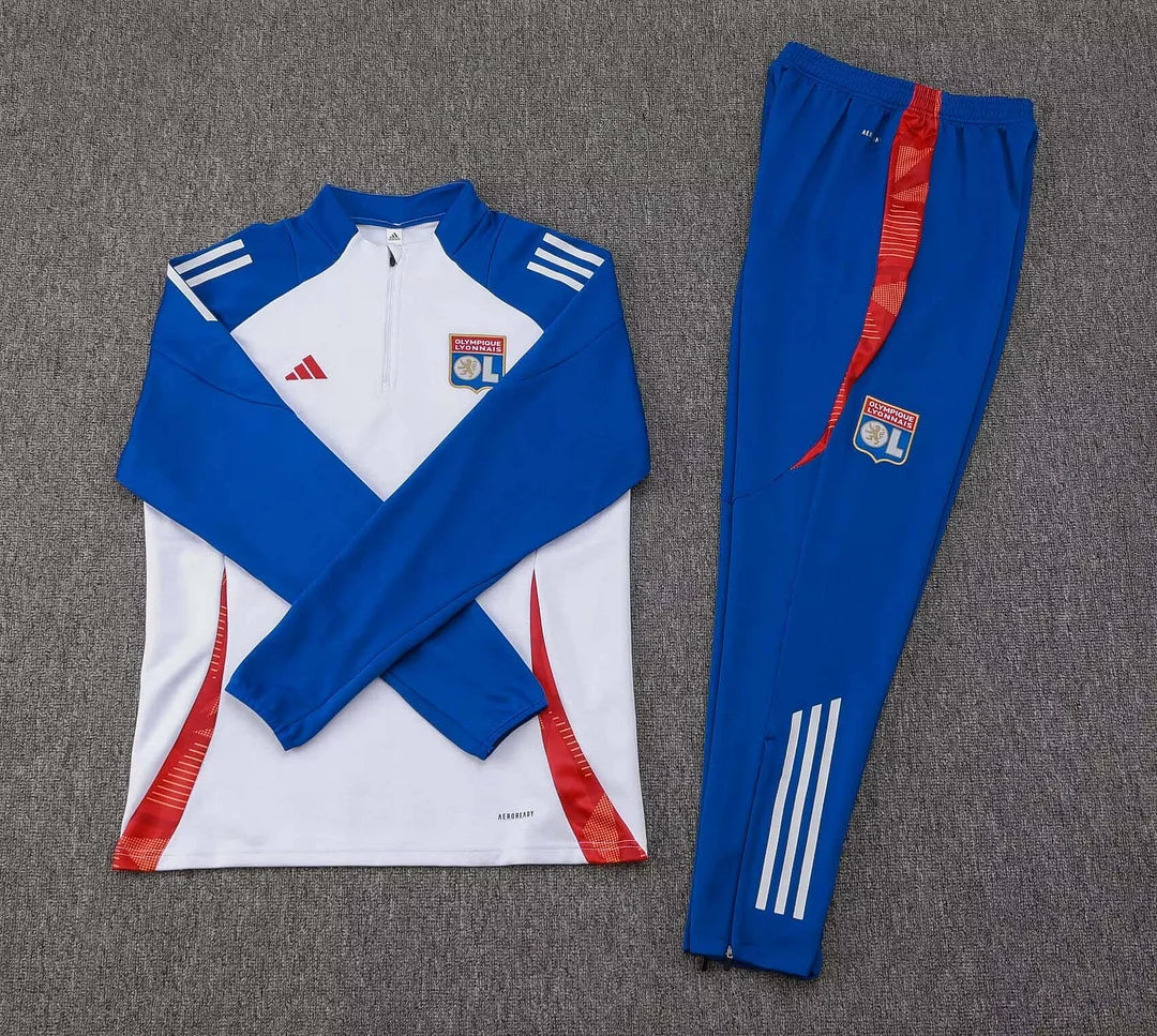 2024/2025 Lyon Half-Pull Training Suit White Football Shirt Set