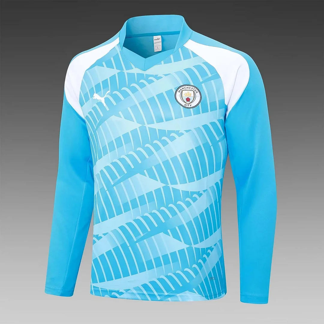 2023/2024 Manchester City Half-Pull Training Suit blue Football Shirt 1:1 Thai Quality Set