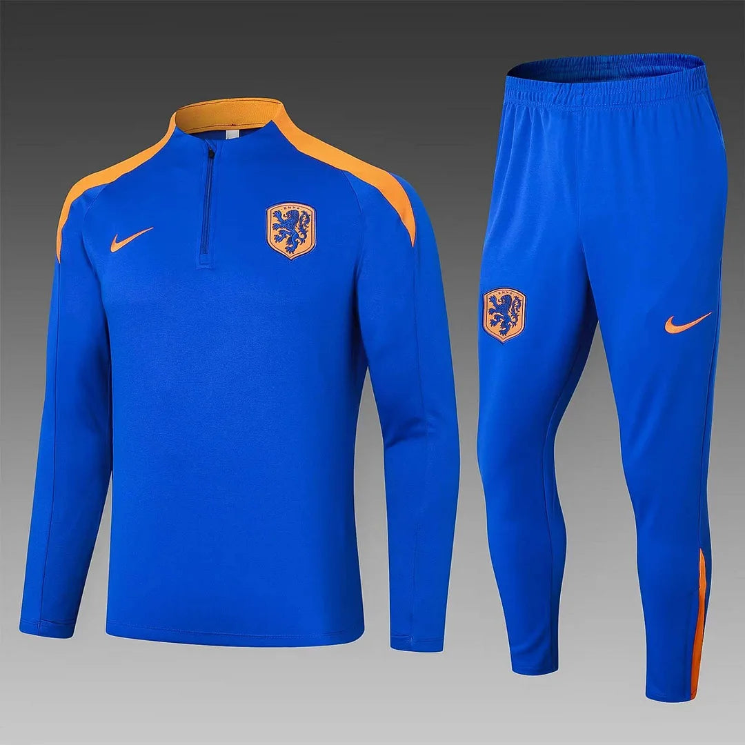 2024 Netherlands Half-Pull Training Suit Colorful Blue Football Shirt 1:1 Thai Quality Set