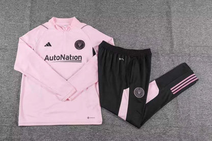 2023 Inter Miami Half-Pull Training Suit Pink Football Shirt 1:1 Thai Quality Set