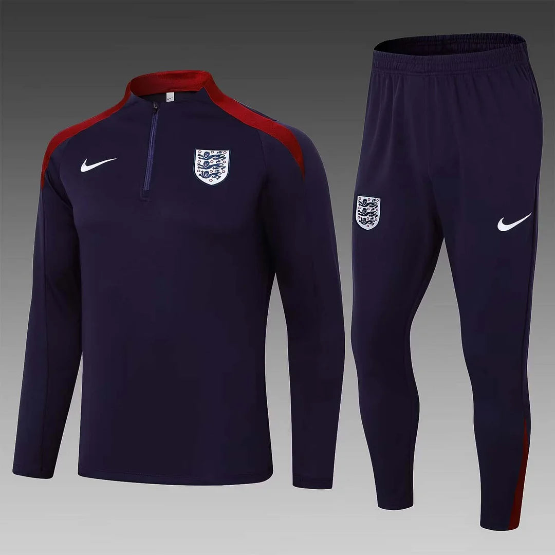 2024 England Half-Pull Training Suit Purple Soccer Jersey Set