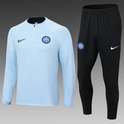 2023/2024 Internazionale Milan Half-Pull Training Suit Light Blue Football Jersey 1:1  Thai Quality Set