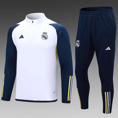 2023/2024 Real Madrid Half-Pull Training Suit white Football Shirt 1:1 Thai Quality Set