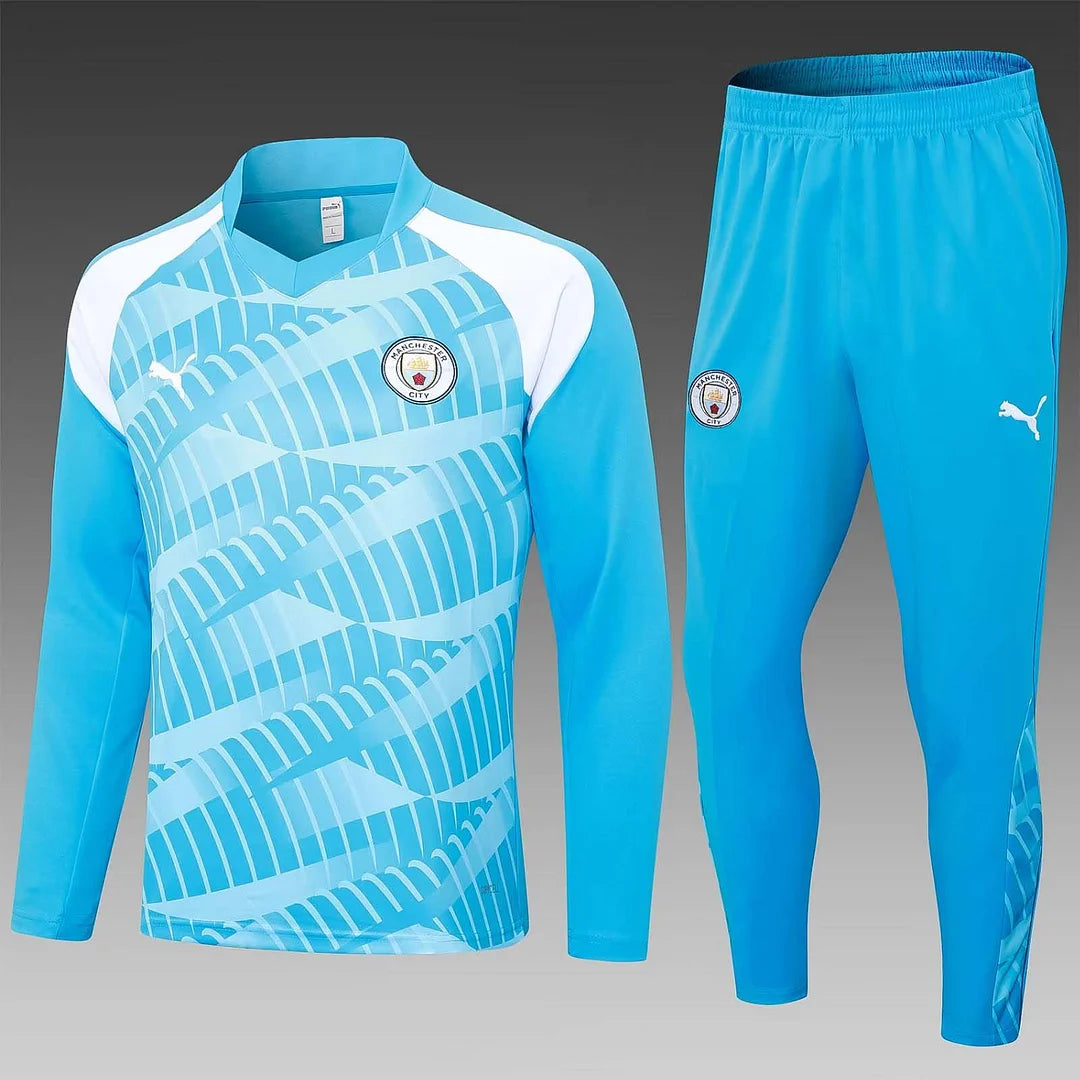 2023/2024 Manchester City Half-Pull Training Suit blue Football Shirt 1:1 Thai Quality Set