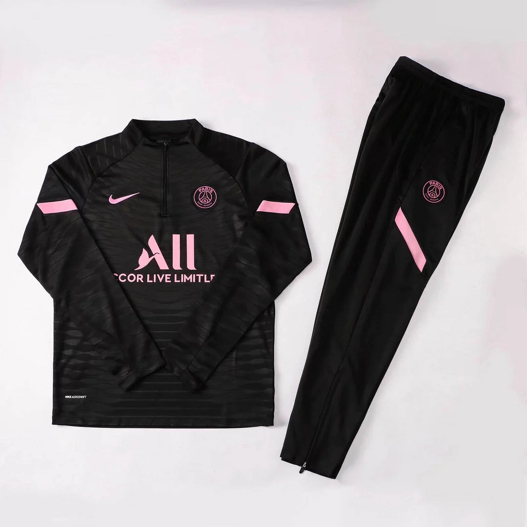 2021/2022 Psg Paris Saint-Germain Half-Pull Training Suit Black Set