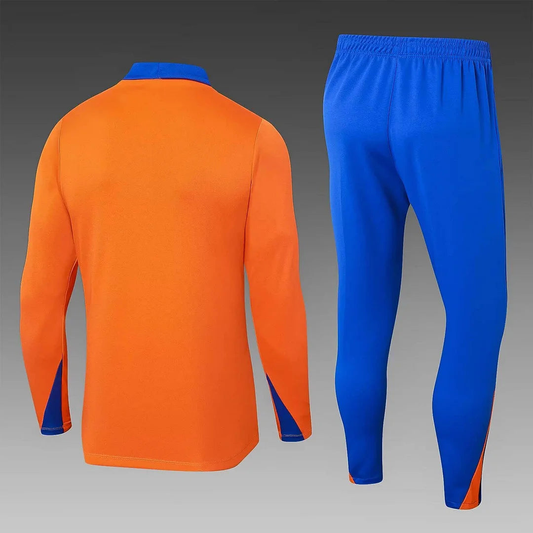 2024 Netherlands Half-Pull Training Suit Orange Football Shirt 1:1 Thai Quality Set