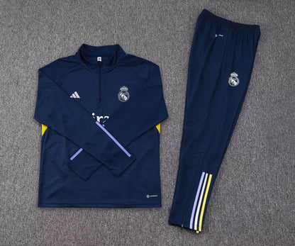 2023/2024 Real Madrid Half-Pull Training Suit Blue Set