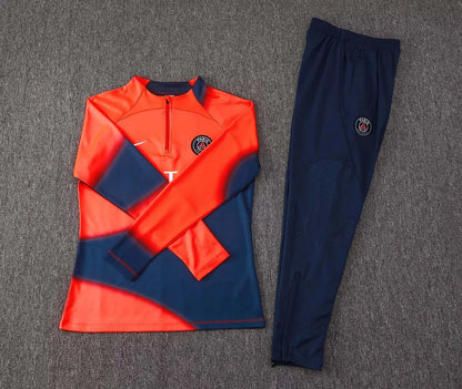 2023/2024 Psg Paris Saint-Germain Half-Pull Training Suit Orange red Set