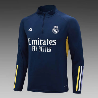 2023/2024 Real Madrid Half-Pull Training Suit Blue Set