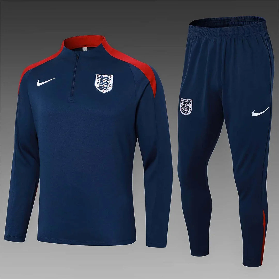 2024 England Half-Pull Training Suit Royal blue Soccer Jersey Set