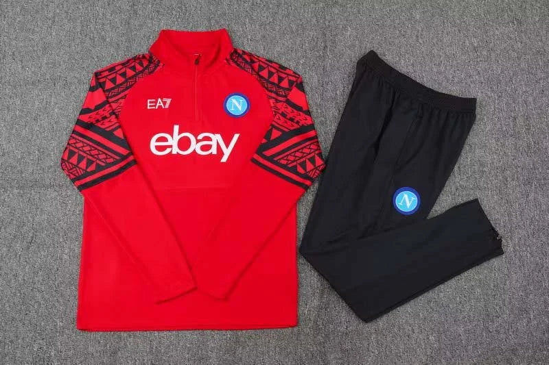 2023-2024 Napoli Half-Pull Training Suit Red Football Shirt 1:1 Thai Quality Set