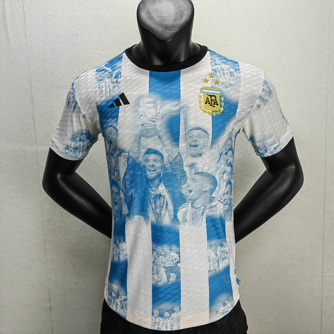 2022 Player Version Argentina Home Champion Commemorative Edition Jersey