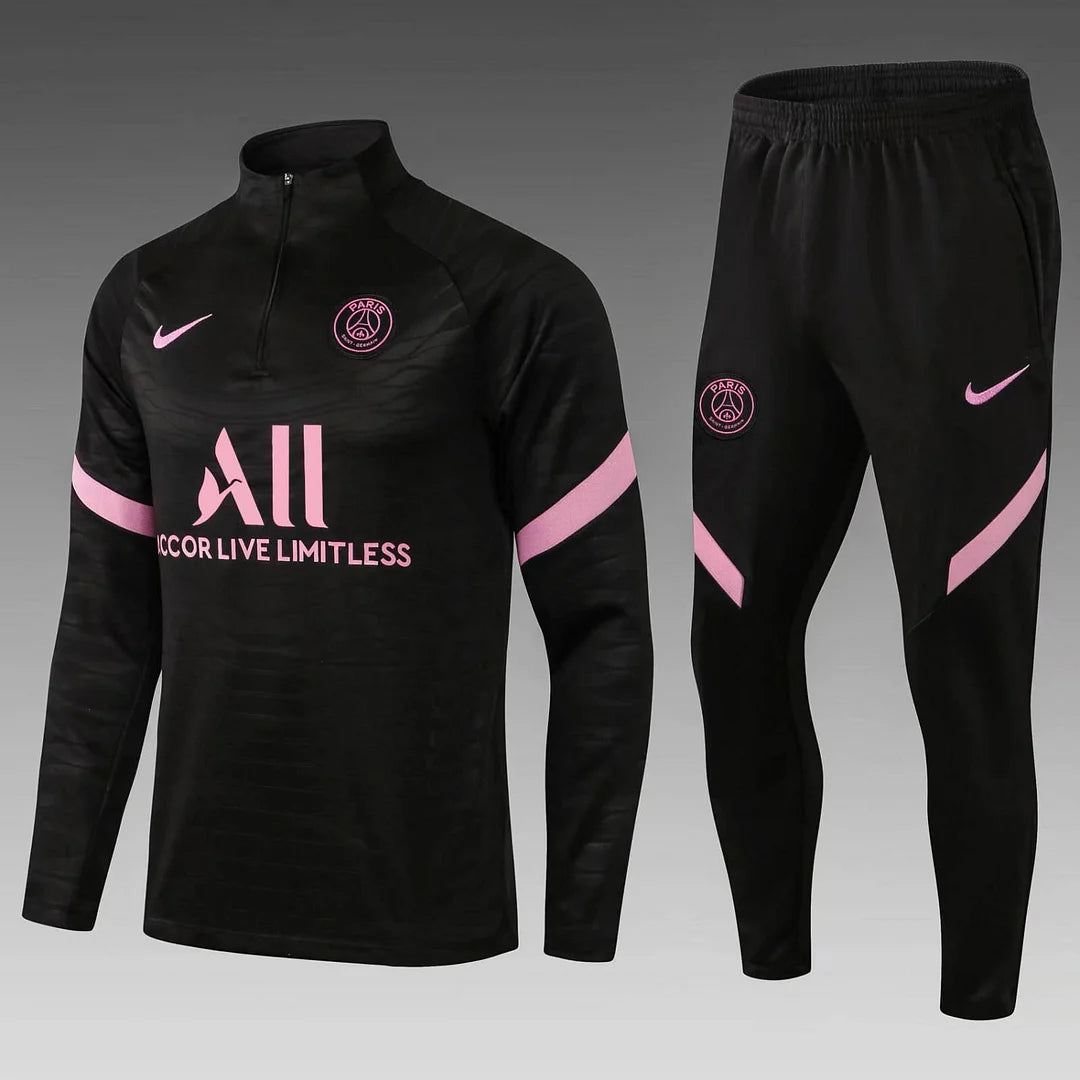 2021/2022 Psg Paris Saint-Germain Half-Pull Training Suit Black Set