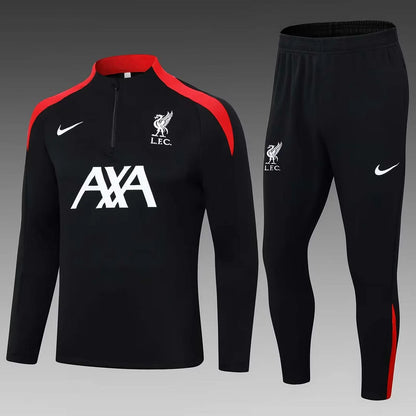 2024/2025 Liverpool Half-Pull Training Suit Black Jersey 1:1 Thai Quality Set