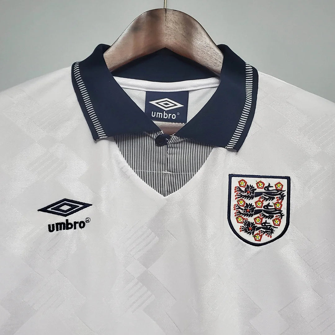 1990 Retro England Home Soccer Jersey